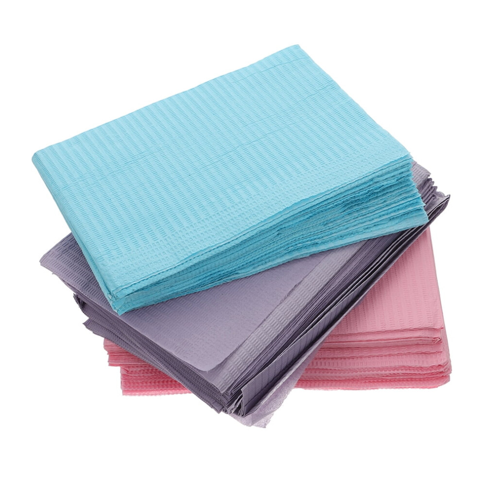 45 Pcs Disposable Towel Patient Bibs Waterproof Scarf Dental Exam Supplies Universal Plastic Film Wood Pulp Paper