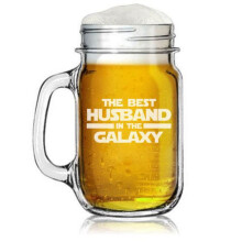 16oz Mason Jar Glass Mug w/Handle Best Husband In The Galaxy