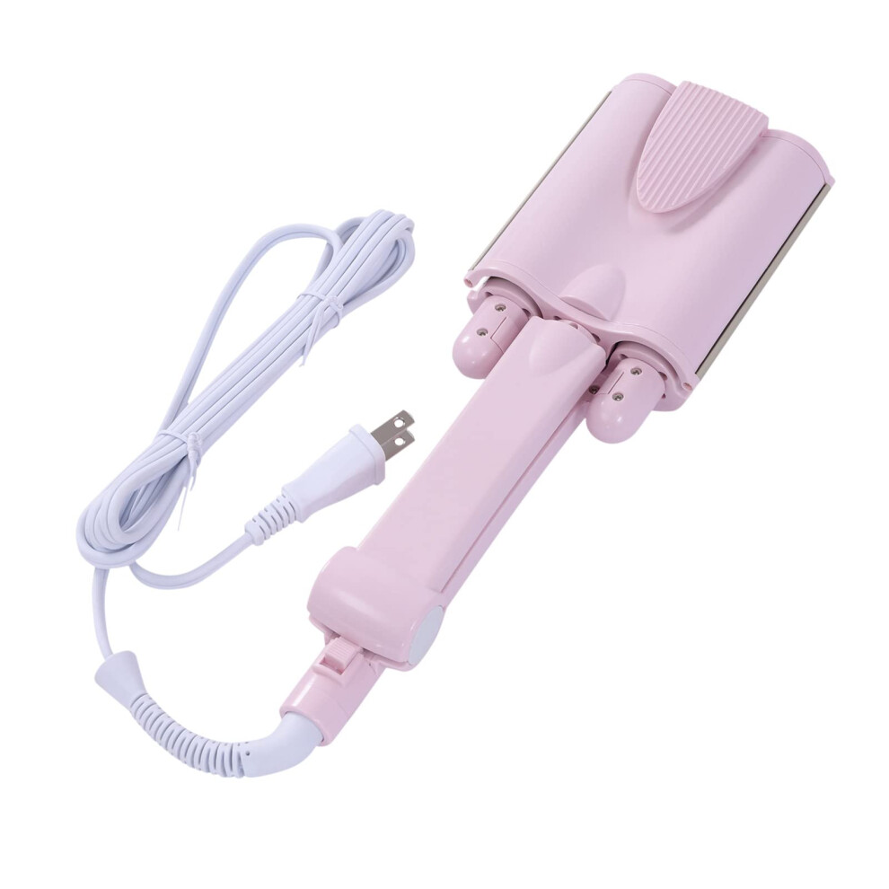 Pink Triple Barrel Hair Waver 32Mm Ceramic Curling Iron Fast Heat Up For Long Lasting Beach Waves