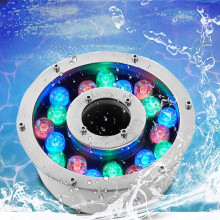 LED Pool Light IP68 Waterproof Submersible Ring Fountain Lamp 24V 18W Warm White for Underwater Landscaping