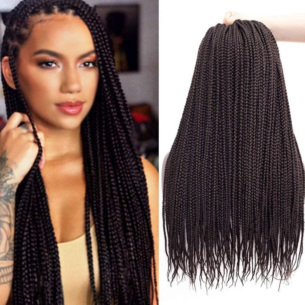 Unisex 22 Inch Box Braid Crochet Hair 4# Prelooped Braids Extensions For Women Lightweight Natural Look