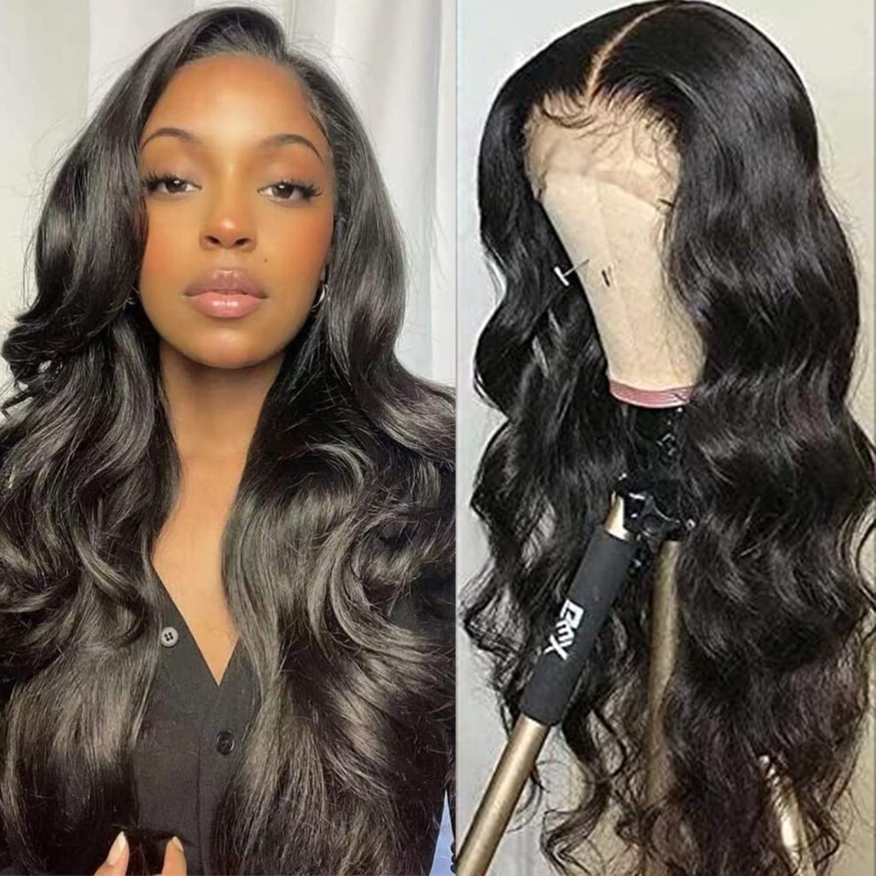 Unisex Human Hair Lace Front Wig 13X4x1 T Part Body Wave 150 Density Brazilian Virgin Hair Pre Plucked With Baby Hair Natural Hairline 24 Inch