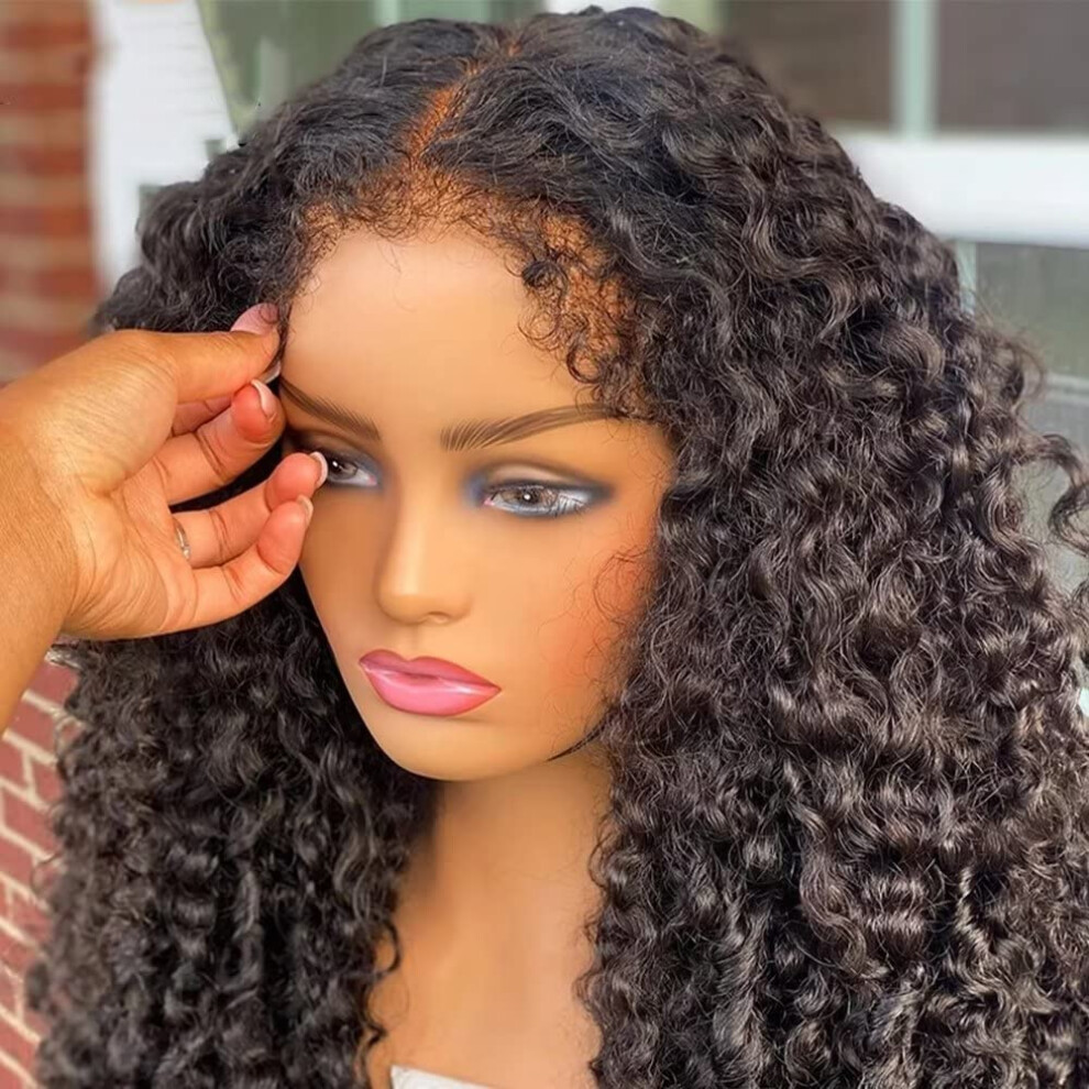 Unisex 14 Inch Deep Curly Human Hair Lace Front Wig 13X6 Hd Transparent Pre Plucked Bleached Knots Glueless Brazilian Remy Wig For Women