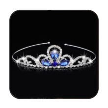 Kids Tiara with Visible Crystal Sparkle, Lightweight Girls Crown for Wedding, Birthday, Blue