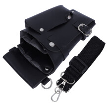 Hairdressing Tool Belt PU Leather Barber Waist Bag with Scissor Holster and Multiple Compartments