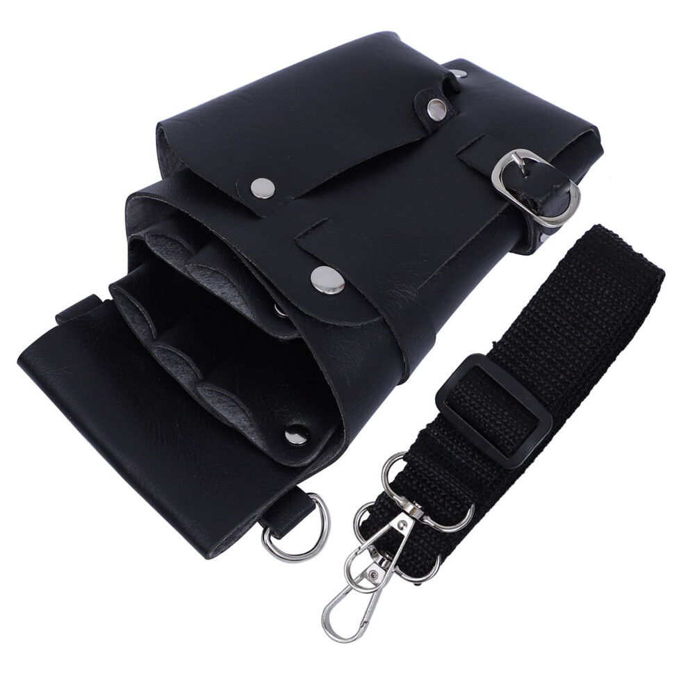 Hairdressing Tool Belt Pu Leather Barber Waist Bag With Scissor Holster And Multiple Compartments 9099447000552