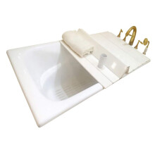 Bathtub Tray with Folding PVC Dust Cover and Insulation Lid for Standard Tubs, White 13175cm