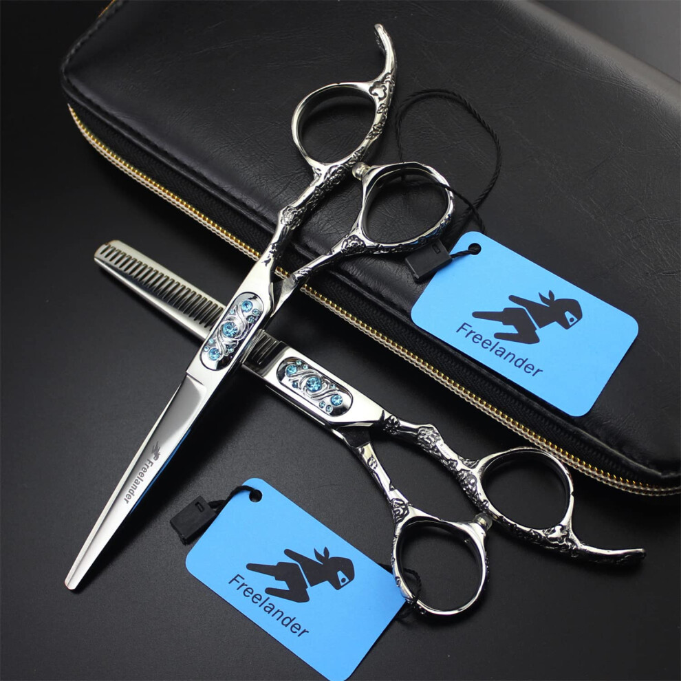 Silver Professional 6.0 Inch Hairdressing Scissors Set With Precise Cutting, Ergonomic Rest, Japanese Steel