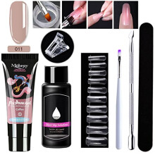 Builder Gel Nail Kit Light Rose Nude 15ml Nail Extension Gel with Forms and Brush UV LED Cure