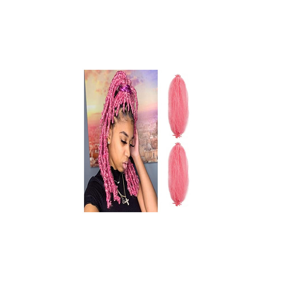Unisex Pink 16 Inch Spring Twist Hair Extensions, Preseparated Afro Twist Braiding Hair For Locs