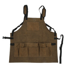 Werkstattschürze mit vielen Taschen, strapazierfähige Schreinerschürze aus gewachstem Canvas in Schlammfarbe, universelles Design für Damen und