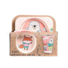 Creative New Bamboo Fiber Children's Dinnerware Set Five Piece Set Preschool Baby Bear.Baba Five.piece.set.with.box