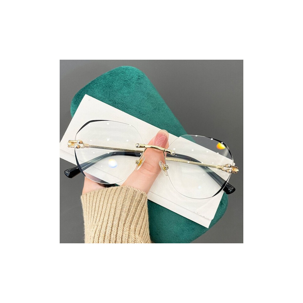 Black +2.00~+4.0 Diopters Reading Glasses Frameless Presbyopic Glasses Strength 2.00-Strength 2.00