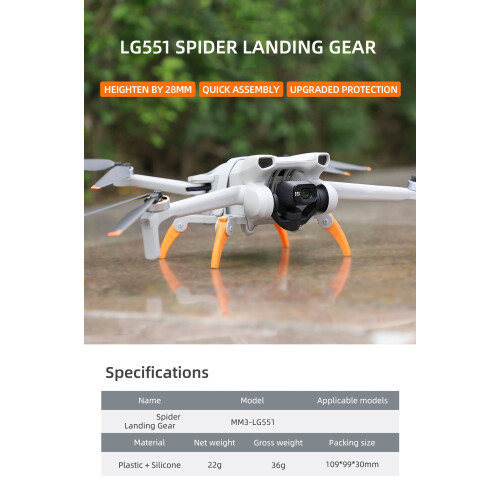 Σύστημα προσγείωσης συμβατό με DJI Mini3, πτυσσόμενα πόδια επέκτασης τρίποδου, 1