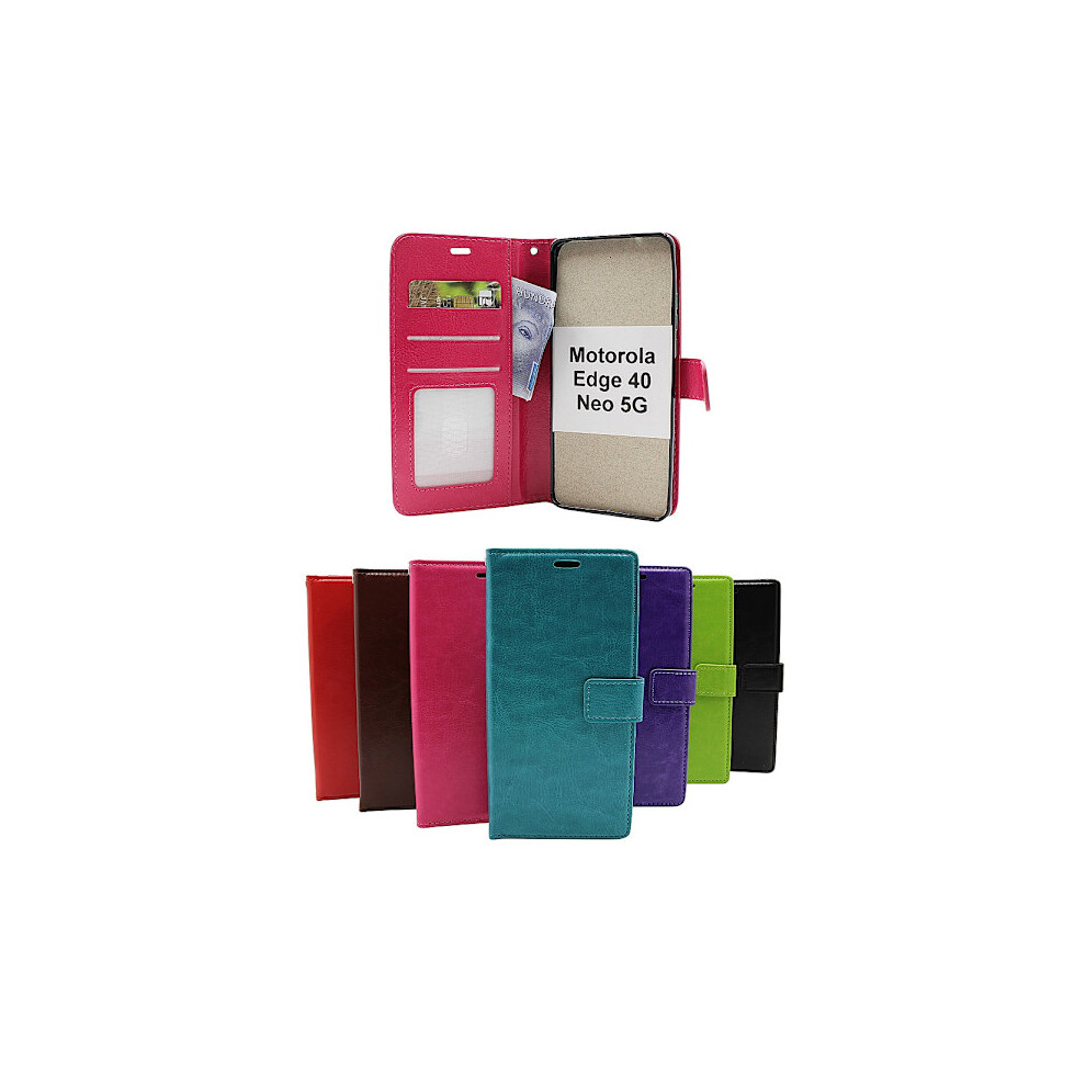 Crazy Horse Wallet Motorola Edge 40 Neo 5G Hotpink 9482828552021
