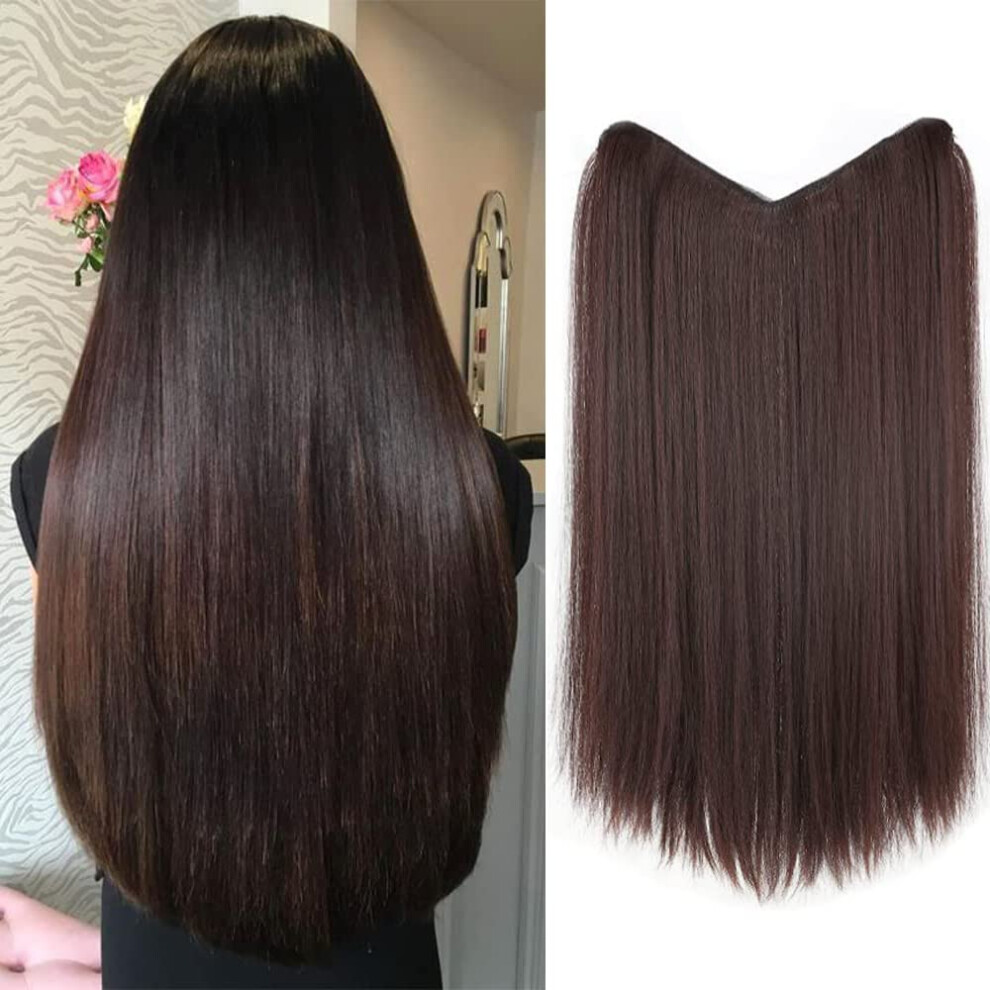 24 Inch Straight Clip in Hair Extensions 150g Dark Brown Synthetic Hair Extensions for Women
