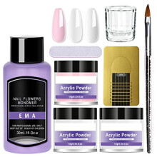 Acrylic Nail Powder Kit with Versatile Colors for Extensions, Beginner and Professional Use (Pink White Clear)