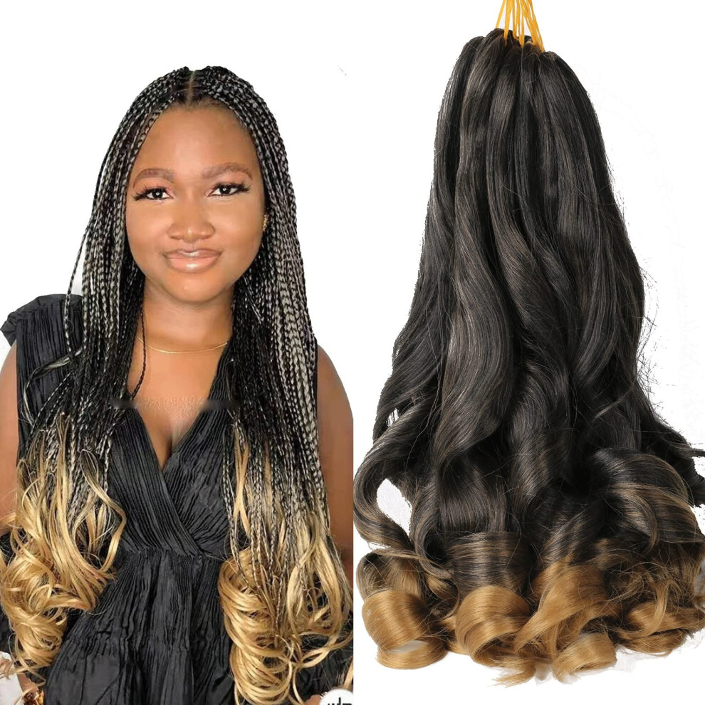 Unisex Black 22 Inch Loose Wave Crochet Braiding Hair Extensions, Prestretched Synthetic, Honey Blonde T27