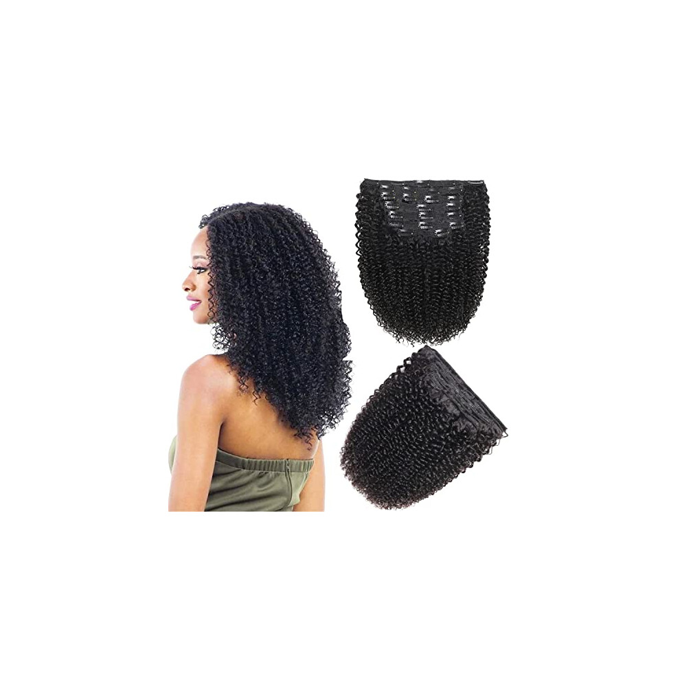 Unisex Black Kinky Curly Clip In Hair Extensions For Women 3C 4A Afro Human Hair Natural 120G