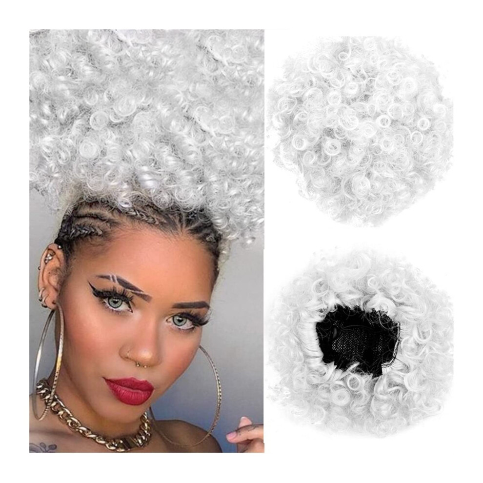 Unisex Black Hair Bun Extension Messy Wavy Hairpiece Curly Puff Ponytail For Women Heat Resistant Wig
