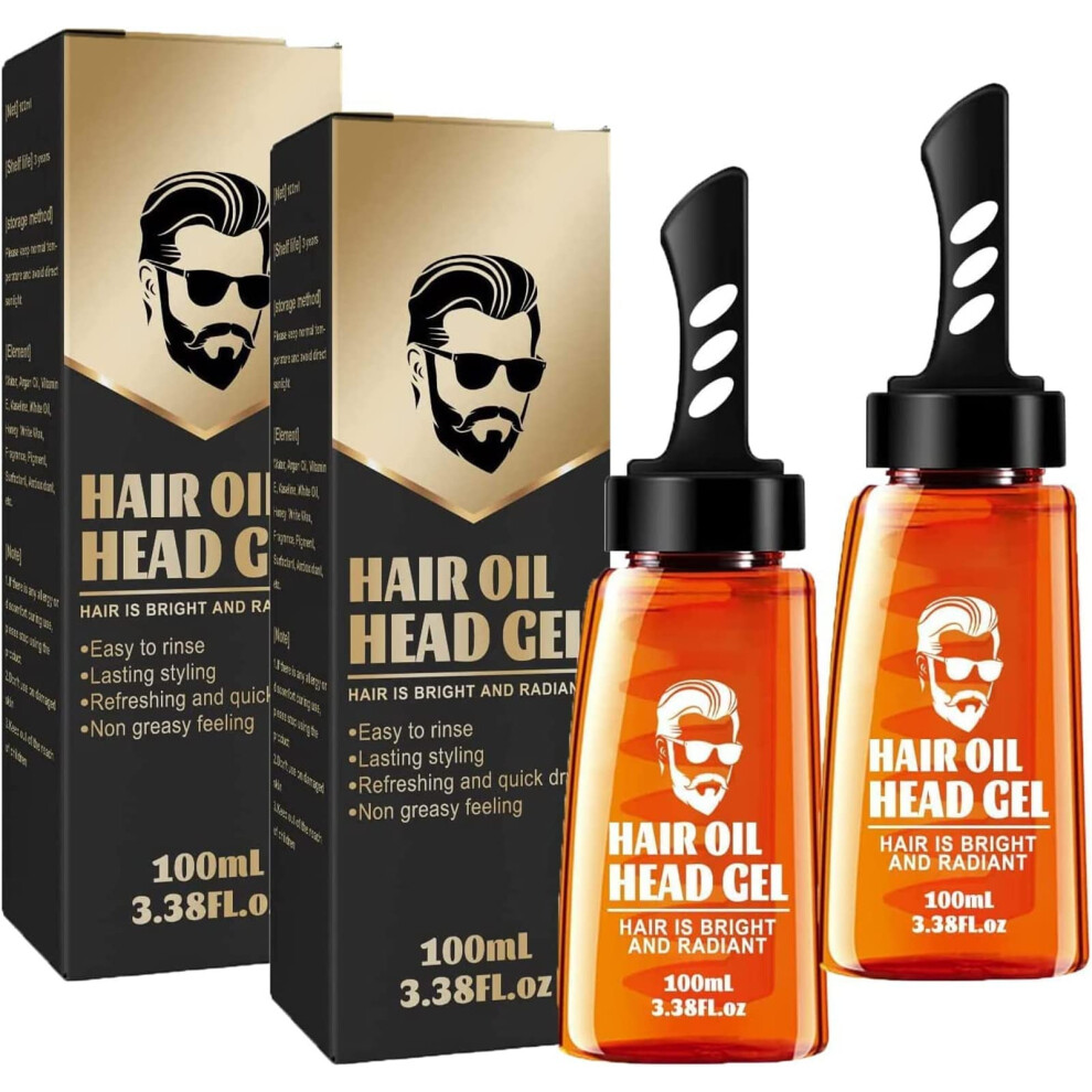 2 in 1 Hair Styling Gel with Comb for Men, Strong Hold WaterBased Hair Wax Gel, Easy to Wash