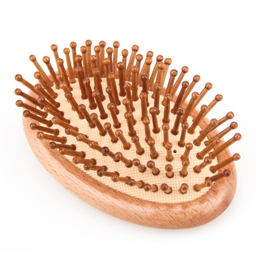 Bamboo Hair Brush Wooden Detangling Comb with Gentle Scalp Massage for All Hair Types