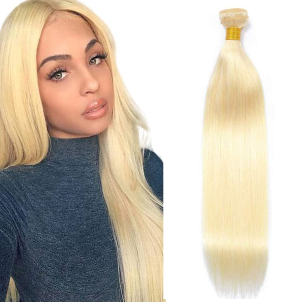 Unisex Honey Blonde 613 Brazilian Straight Human Hair Bundles 14 Inch Virgin Weave Extensions