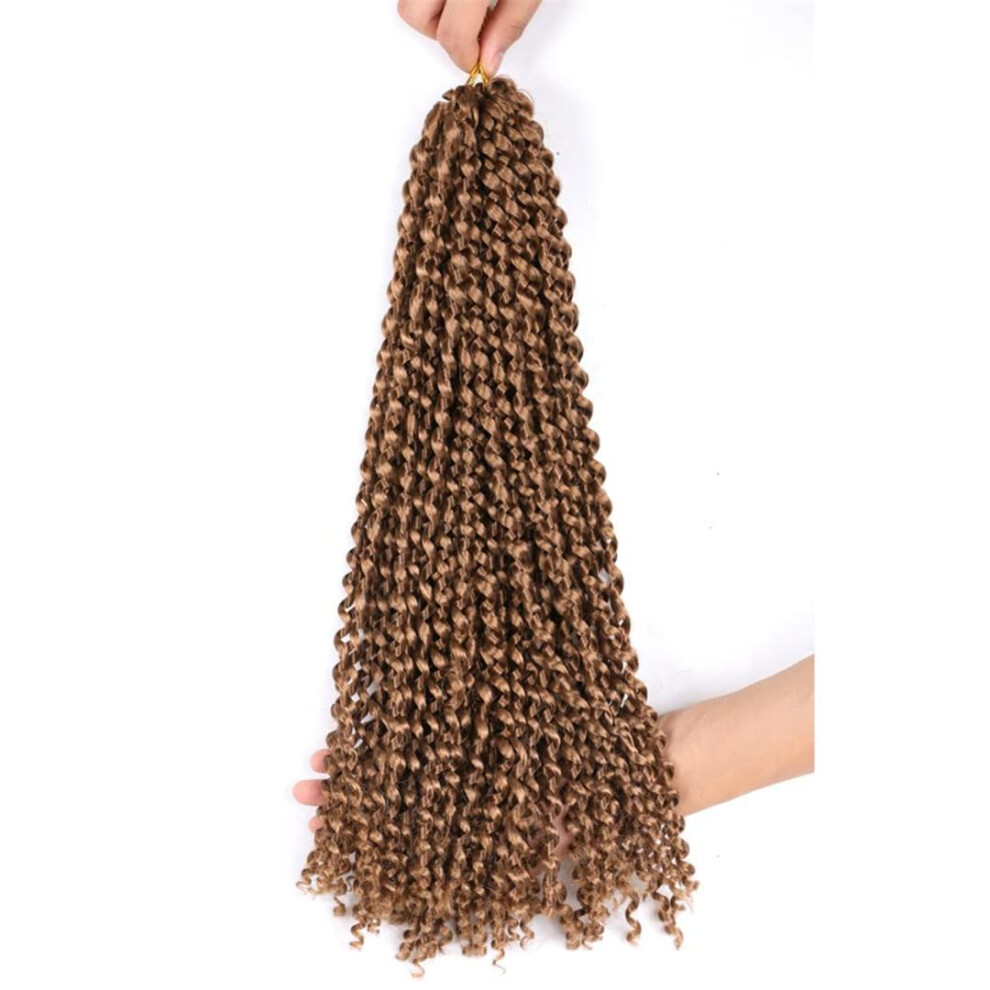 Unisex 18 Inch Prelooped Curly Faux Locs Crochet Braids Hair Extensions Ombre Blonde #27 6Pcs Lot