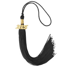 Graduation Tassel 2025 with Gold Charm, Black Cap Decoration for School Ceremony Souvenir