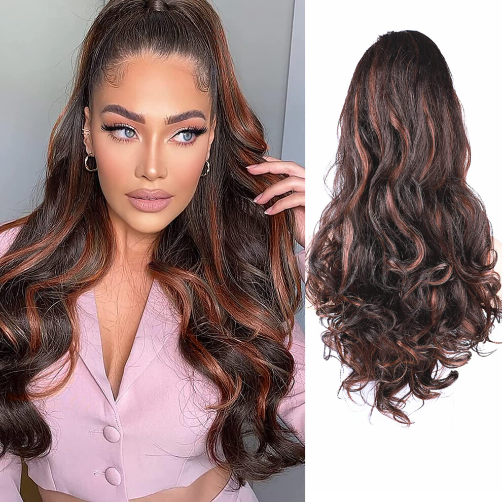 26 Inch Yaki Body Wave Drawstring Ponytail Hair Extension for Black Women, Instant Curly Volume