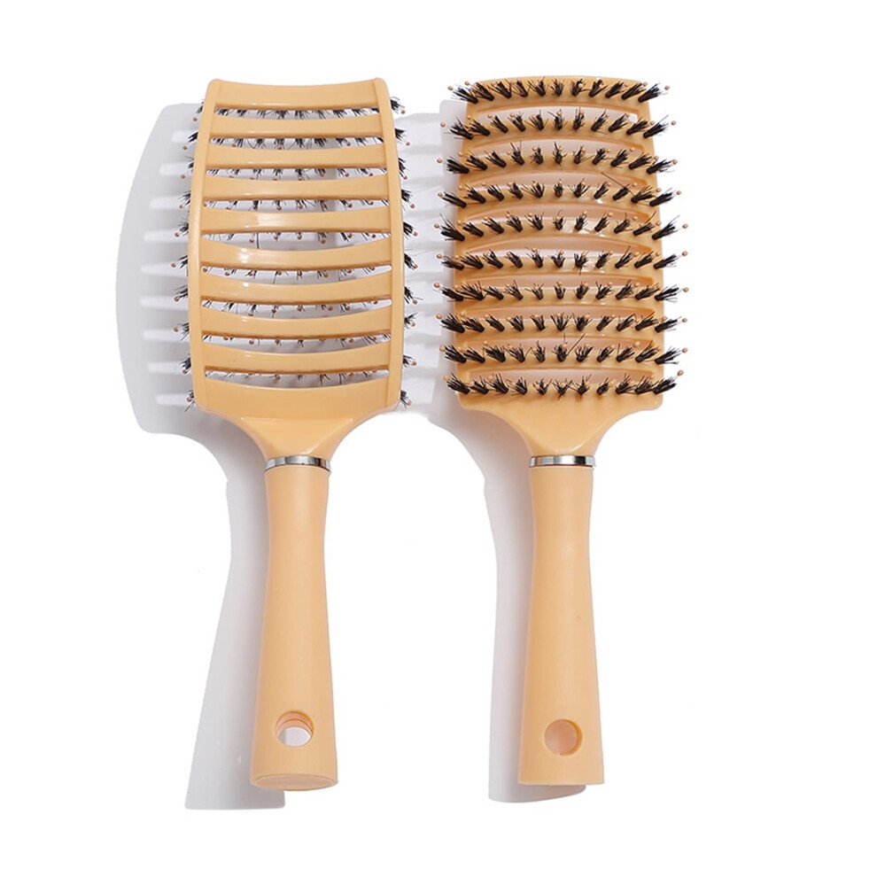 Unisex Orange Hair Brush And Comb Set With Scalp Massage, Rounded Teeth, Detangling, Styling,