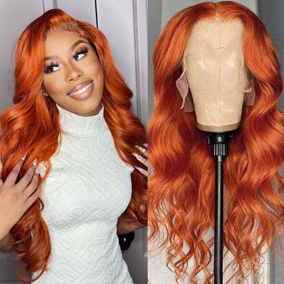 Ginger Lace Front Wig Human Hair 24inch Body Wave HD Transparent 13x4 Pre Plucked Glueless