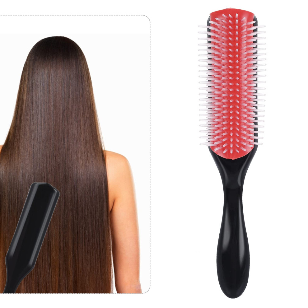 9 Row Styling Brush for Curly Hair with Nylon Bristles, Gentle Detangling and Easy Curl Definition