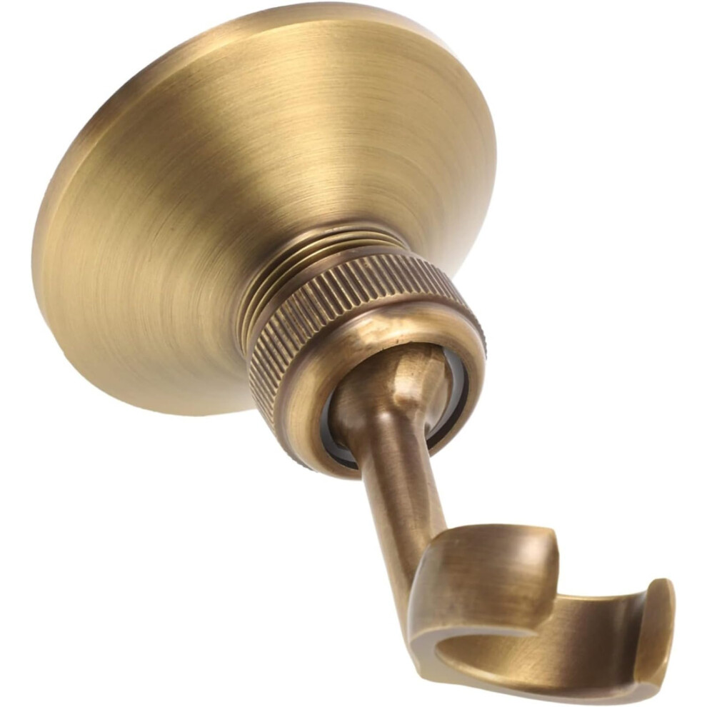 Adjustable Wall Mounted Shower Head Holder Antique Brass Finish Copper Bracket 2.75In Base 9365369630703