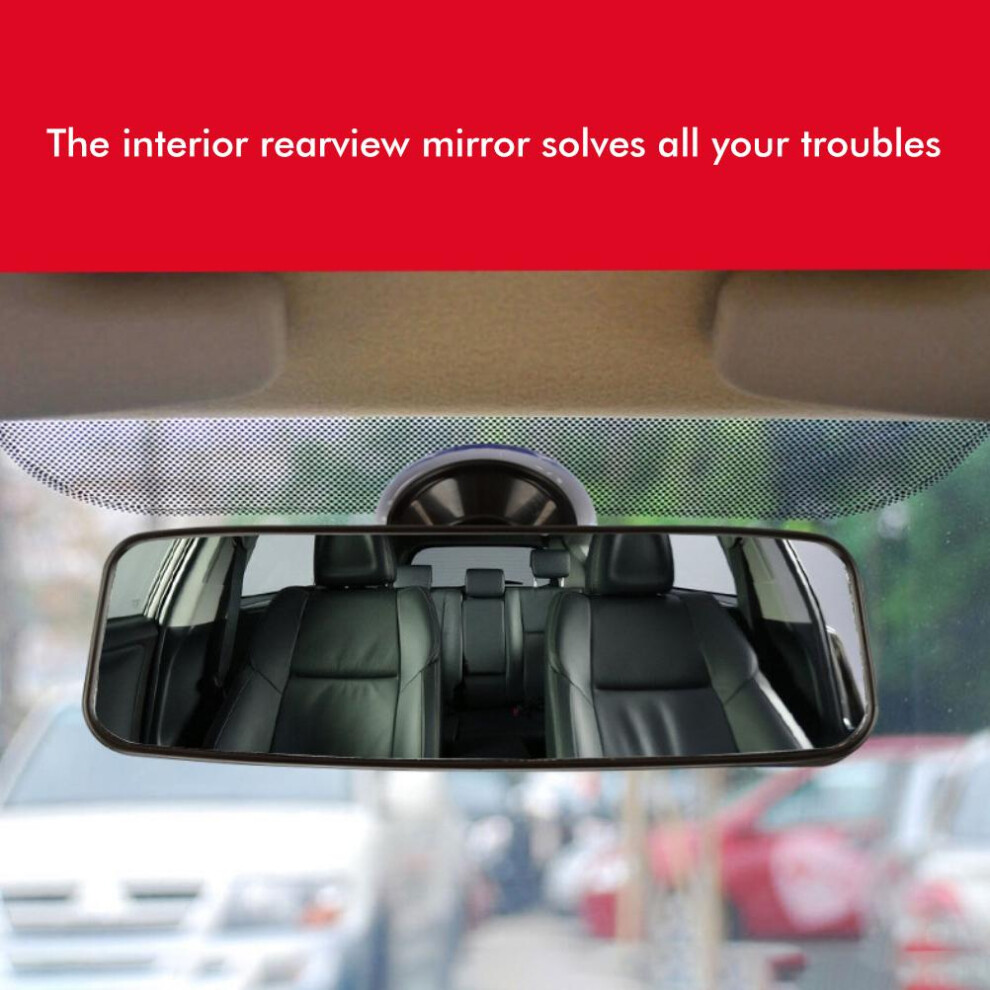 Universal Suction Cup Rearview Mirror For Car Interior Easy Install Black 7641382103731