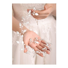 Bridal Hair Accessories Silver Leaf Pearl Wedding Headpiece with Elegant Rhinestone and Flexible Wire