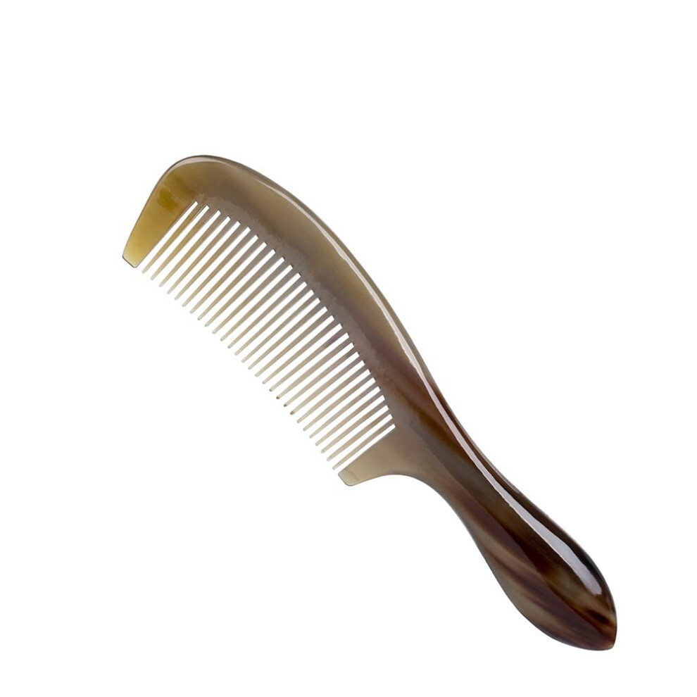 Unisex Handmade Wide Tooth Horn Hair Comb For Gentle Detangling, Anti Static Natural Yak Horn