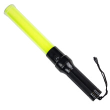 LED Traffic Control Wand Baton 16 Inch with Wrist Strap for Road Safety, Yellow Finish