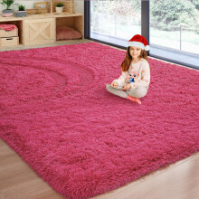 Soft Fluffy Area Rugs 4x6 Feet, Plush Shaggy Rug compatible with Bedroom, Nursery, Living Room, Dorm Decor (Rose Red)