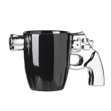 Revolver Mug Ceramic Silver, 3D Cool Design Coffee Tea Cup, Compatible with Gift for Men Women, Personalized Porcelain Mug