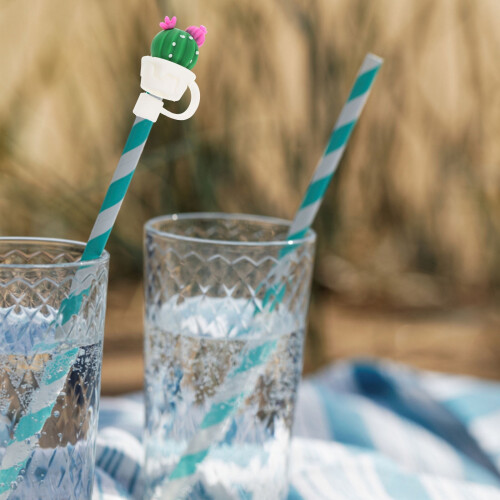 Eease Silicone Cactus & Cloud Straw Caps - 4pcs Green 2