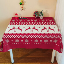 Christmas Snowflake Deer Red Rectangular Tablecloth - Compatible with holiday decor, anti-fouling, dust-proof, festive home decor essential gift