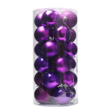 24pcs Christmas Baubles Decorative Thick Unbreakable Festive Props Electroplated Mother of Pearl Balls Pendants for Christmas {db} Purple
