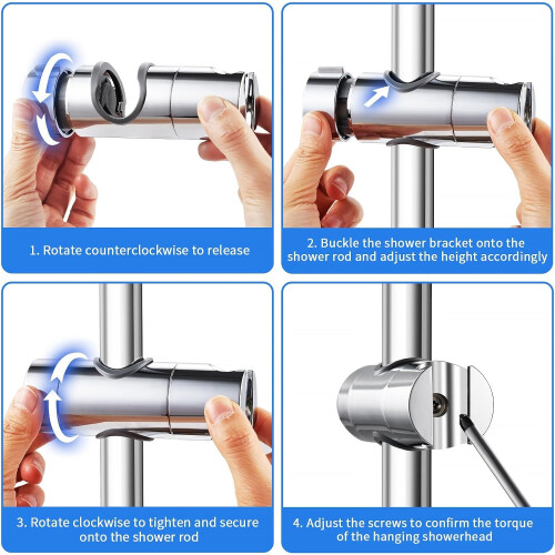 Shower Head Holder 1925mm Adjustable Chrome Plated ABS Bracket 360 Rotating Handheld Mount 2