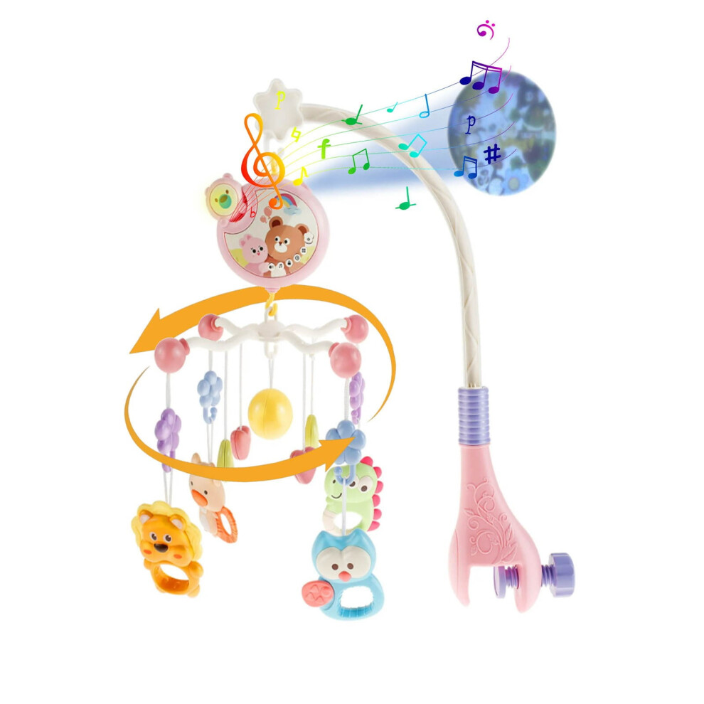 Baby Crib Mobile with Music, Rotation & Projection, Remote Control, Compatible with Most Cribs, Toys for Newborns 0-1 Year Old