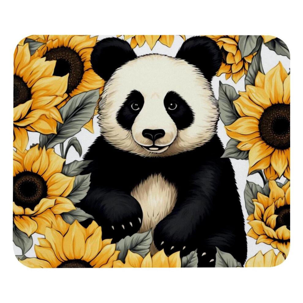Panda Sunflower Pattern Mouse Pad, Customized Premium-Textured Mouse Mat,Non-Slip Rubber Base Small Mousepad, 8.3X9.8in 9482828563218
