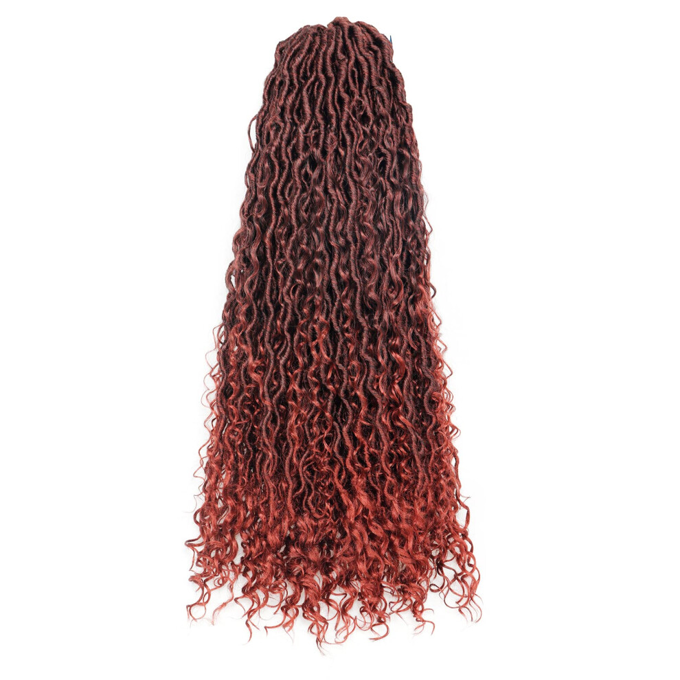 Unisex Goddess Locs Crochet Hair 26 Inch Pre Looped Curly Faux Locs Boho Braids Synthetic Extensions 1B/350