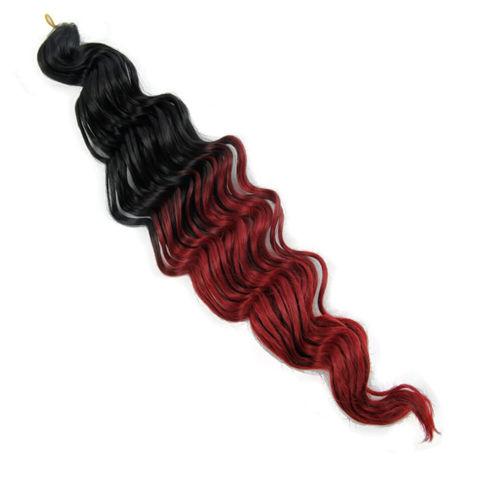 Crochet Hair Extensions 22 Inch T1BBurgundy Deep Wave Synthetic Braiding Hair 9Pcs/Lot