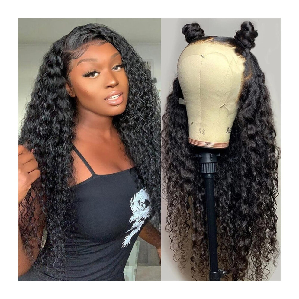 Water Wave 13x4 Lace Front Human Hair Wig Pre Plucked Hairline 150 Density Natural Brown