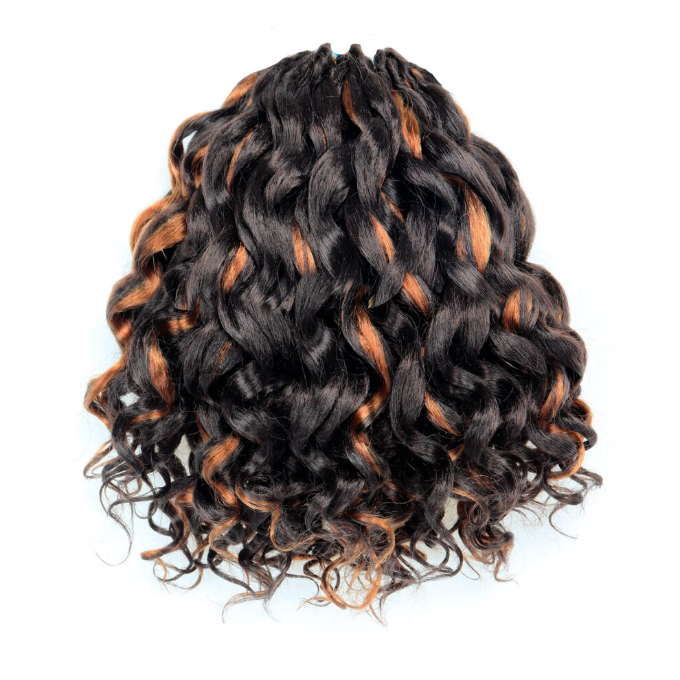 8 Inch Ombre P4/30 Water Wave Crochet Hair 8 Packs Synthetic Braids for Instant Beach Curl Volume